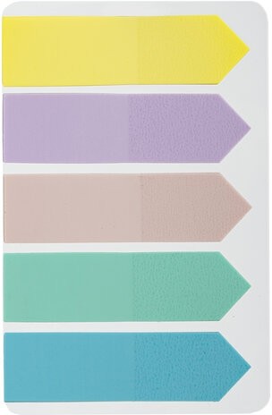 Закладки клейкие пастельные BRAUBERG MACAROON "СТРЕЛКИ" 50х14 мм, 125 штук (5 цветов х 25 листов), 115211