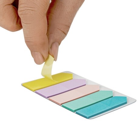 Закладки клейкие пастельные BRAUBERG MACAROON "СТРЕЛКИ" 50х14 мм, 125 штук (5 цветов х 25 листов), 115211