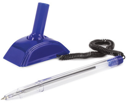 Ручка шариковая настольная ОФИСМАГ "Стенд-Пен2", СИНЯЯ, пружинка, корпус синий, линия письма 0,5 мм, 142165