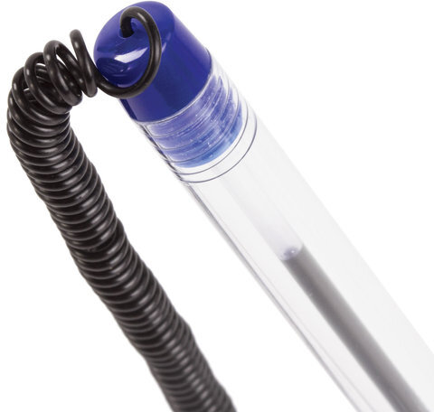 Ручка шариковая настольная ОФИСМАГ "Стенд-Пен2", СИНЯЯ, пружинка, корпус синий, линия письма 0,5 мм, 142165