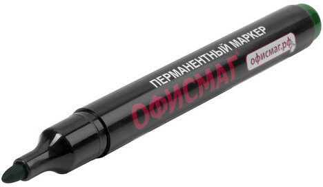 Маркер перманентный ОФИСМАГ, ЗЕЛЕНЫЙ, круглый наконечник, 3 мм, с клипом, 151200
