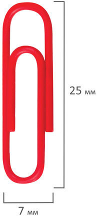 Скрепки ОФИСМАГ, 25 мм, красные, 100 шт., в картонной коробке, 226245