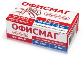 Скрепки ОФИСМАГ, 25 мм, красные, 100 шт., в картонной коробке, 226245