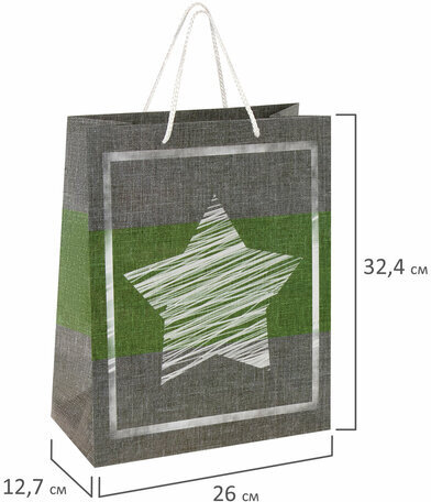 Пакет подарочный 26x12,7x32,4 см, ЗОЛОТАЯ СКАЗКА "Звезда", ламинированный, 606588