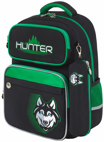 Рюкзак ЮНЛАНДИЯ COMPLETE, с пеналом в комплекте, эрго-спинка, "Hunter", 42х29х14 см, 272054