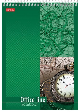 Блокнот А5 (145х205 мм), 60 л., спираль, картон, жесткая подложка, клетка, HATBER, "Office Line", 60Б5B1сп, B014042