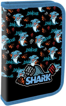Пенал ПИФАГОР, 1 отделение, ламинированный картон, 19х11 см, &quot;Angry shark&quot;, 272243