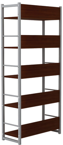 Стеллаж на металлокаркасе, 1630х650х300 мм, серый каркас, 5 полок ЛДСП орех, Д-343