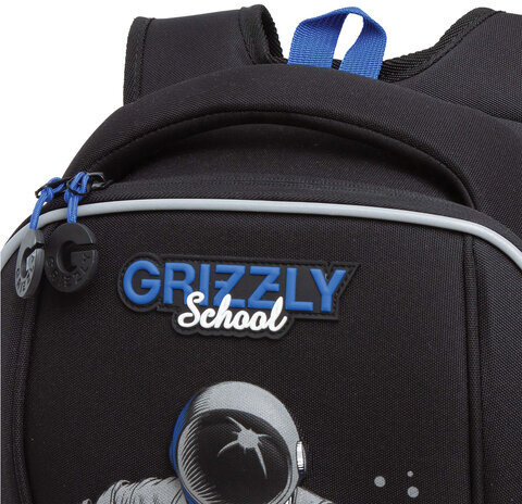 Ранец GRIZZLY анатомическая спинка, с бейджем, для мальчиков, SPACE FOOTBALL, 36х29х18 см, RAf-393-6/1