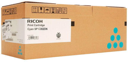 Тонер-картридж RICOH (407384) Ricoh SP C352DN, голубой, ресурс 7000 стр., оригинальный