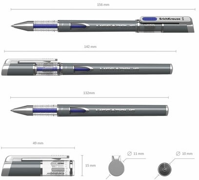 Ручка гелевая ERICH KRAUSE "Megapolis Gel", СИНЯЯ, корпус с печатью, узел 0,5 мм, линия письма 0,4 мм, 92