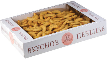 Печенье БИСКОТТИ (Россия) "Маковые рогалики", сдобное, 1,5 кг, весовое, гофрокороб