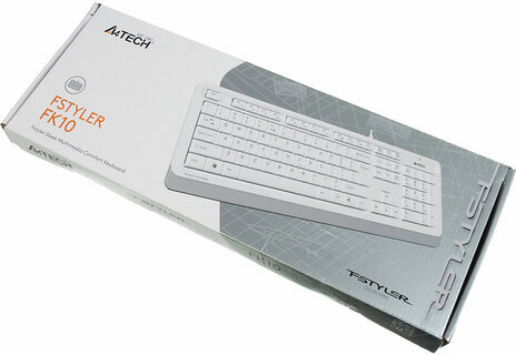 Клавиатура проводная A4TECH Fstyler FK10, USB, 104 кнопки, белая, 1147536