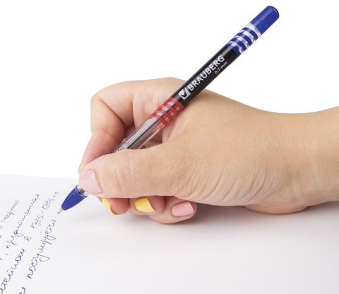 Ручка шариковая масляная с грипом BRAUBERG "Spark", СИНЯЯ, печать, узел 0,7 мм, линия письма 0,35 мм, 142697