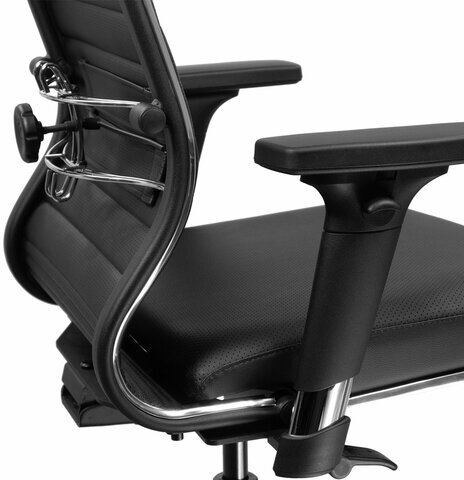 Кресло МЕТТА "ErgoLife" 10 B1-117D, хром, синхромеханизм, 2D-подлокотники, экокожа, черное