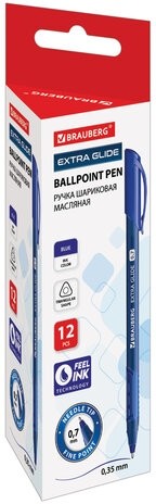 Ручка шариковая масляная BRAUBERG "Extra Glide GT Tone", СИНЯЯ, узел 0,7 мм, линия письма 0,35 мм, 142922