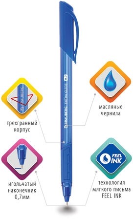 Ручка шариковая масляная BRAUBERG "Extra Glide GT Tone", СИНЯЯ, узел 0,7 мм, линия письма 0,35 мм, 142922