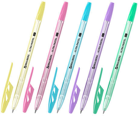 Ручка шариковая BRAUBERG "ULTRA PASTEL", СИНЯЯ, узел 0,7 мм, чернила ГЕРМАНИЯ, наконечник ШВЕЙЦАРИЯ, 143568