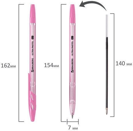 Ручка шариковая BRAUBERG "ULTRA PASTEL", СИНЯЯ, узел 0,7 мм, чернила ГЕРМАНИЯ, наконечник ШВЕЙЦАРИЯ, 143568