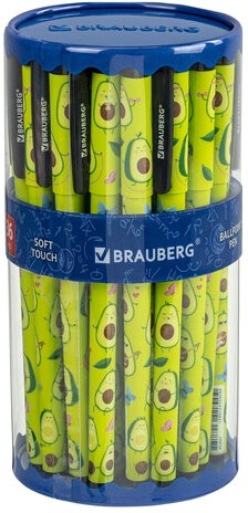 Ручка шариковая BRAUBERG SOFT TOUCH GRIP "AVOCADO", СИНЯЯ, мягкое покрытие, узел 0,7 мм, 143716