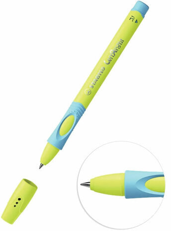 Ручка шариковая с грипом STABILO "LeftRight", СИНЯЯ, для правшей, корпус желтый/голубой, 6328/8-10-41