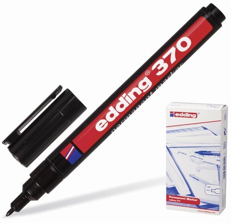 Маркер перманентный (нестираемый) EDDING "370", ЧЕРНЫЙ, круглый наконечник, 1 мм, E-370/1