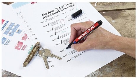 Маркер перманентный (нестираемый) EDDING "370", ЧЕРНЫЙ, круглый наконечник, 1 мм, E-370/1