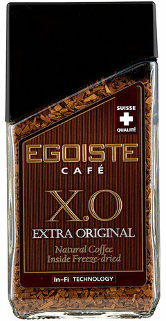 Кофе молотый в растворимом EGOISTE "X.O", 100 г, стеклянная банка, сублимированный, ШВЕЙЦАРИЯ, EG10009008