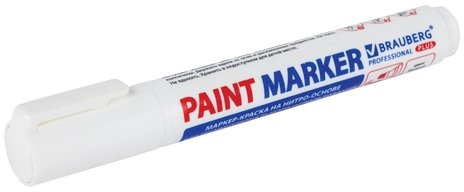 Маркер-краска лаковый (paint marker) 6 мм, БЕЛЫЙ, НИТРО-ОСНОВА, BRAUBERG PROFESSIONAL PLUS EXTRA, 151450