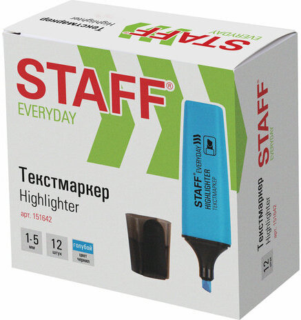 Текстовыделитель STAFF "EVERYDAY HL-638", ГОЛУБОЙ, линия 1-5 мм, 151642