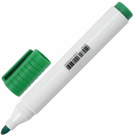 Маркер стираемый для белой доски ЗЕЛЕНЫЙ, BRAUBERG "CLASSIC", 3 мм, с клипом, 152116