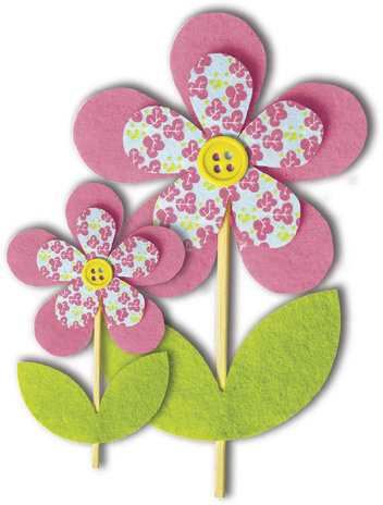 Цветной фетр для творчества, А4, ОСТРОВ СОКРОВИЩ, с рисунком, 5 листов, 5 цветов, толщина 2 мм, "Цветы", 660648