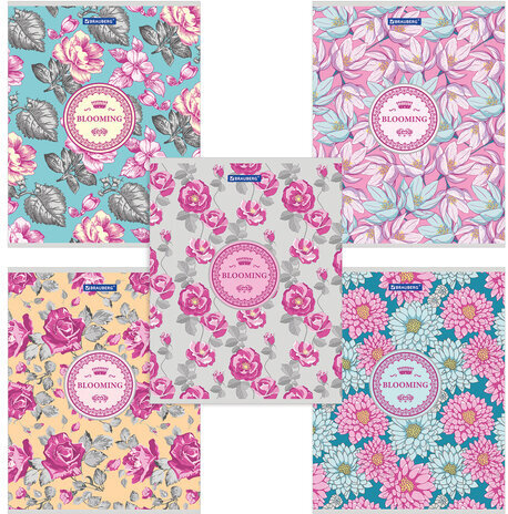 Тетрадь А5, 48 л., BRAUBERG, клетка, металлизированный картон, УЗОР, 401843