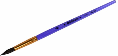 Кисть БЕЛКА, круглая, № 6, цветная ручка, ЮНЛАНДИЯ, 201057