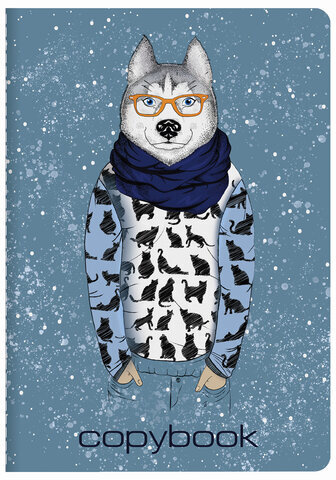 Тетрадь 40 л. в клетку обложка SoftTouch, бежевая бумага 70 г/м2, сшивка, А5 (147х210 мм), ВОЛК В ОЧКАХ, BRAUBERG, 403767