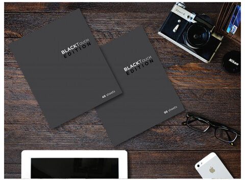 Тетрадь А5, 48 л., ПЗБМ, скоба, клетка, Soft Touch, брайль 3D, "БлэкТач", 028831