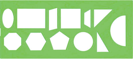 Трафарет геометрических фигур, 12 элементов, зеленый, ТТ11