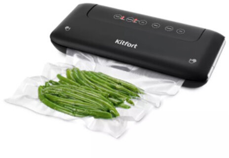Вакуумный упаковщик KITFORT КТ-1508, 130 Вт, 2 режима, ширина пакета до 32 см, черный