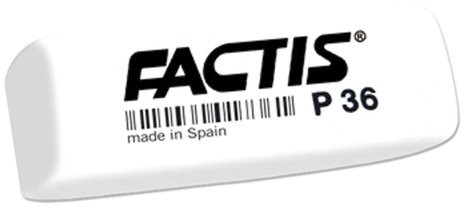 Ластик FACTIS P 36 (Испания), 56х20х9 мм, белый, прямоугольный, скошенные края, CPFP36B