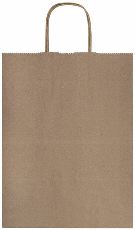 Крафт-пакет бумажный 26х15х35 см, КОМПЛЕКТ 50 шт., крученые ручки, плотность 90 г/м2, LAIMA ECO CRAFT, 609686