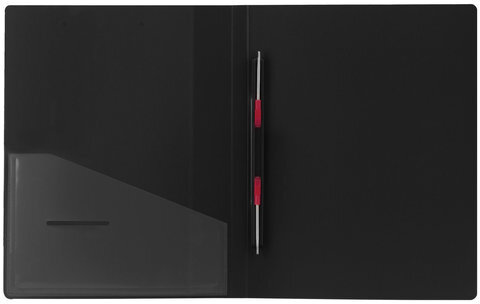 Папка с металлическим скоросшивателем и внутренним карманом BRAUBERG "Contract", черная, до 100 л., 0,7 мм, бизнес-класс, 221781