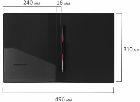 Папка с металлическим скоросшивателем и внутренним карманом BRAUBERG "Contract", черная, до 100 л., 0,7 мм, бизнес-класс, 221781