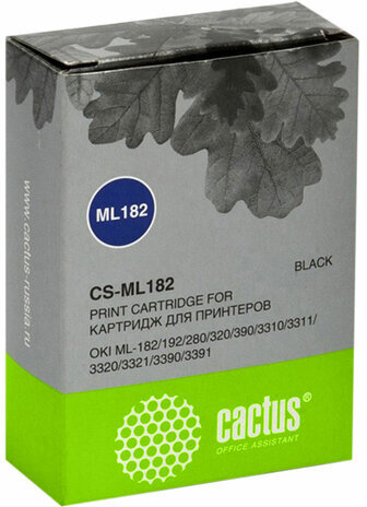 Картридж матричный CACTUS (CS-ML182) для Oki ML-182/192/280/320/390, черный