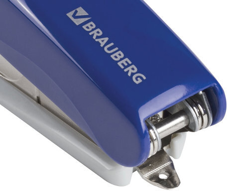 Степлер №10 BRAUBERG "Germanium", до 12 листов, с антистеплером, синий, ГАРАНТИЯ 5 ЛЕТ, 226569
