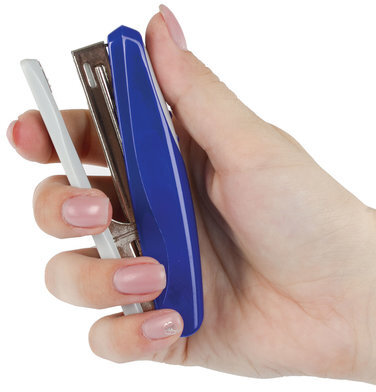 Степлер №10 BRAUBERG "Germanium", до 12 листов, с антистеплером, синий, ГАРАНТИЯ 5 ЛЕТ, 226569