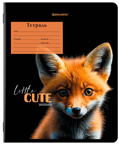 Тетрадь 12 л. BRAUBERG, клетка, обложка картон, CUTE ANIMALS, 107266