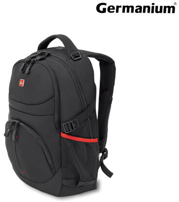 Рюкзак GERMANIUM "S-06" универсальный, уплотненная спинка, облегченный, черный, 46х32х15 см, 226953