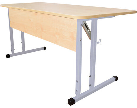 Стол-парта 2-местный, регулируемый угол, "Умник" 1200х500х520-640мм, рост 2-4, серый каркас, ЛДСП клён