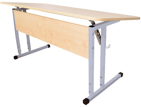 Стол-парта 2-местный, регулируемый угол, "Умник" 1200х500х520-640мм, рост 2-4, серый каркас, ЛДСП клён