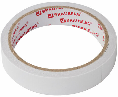 Клейкая двухсторонняя лента 19 мм х 10 м, БУМАЖНАЯ ОСНОВА, BRAUBERG, 227268